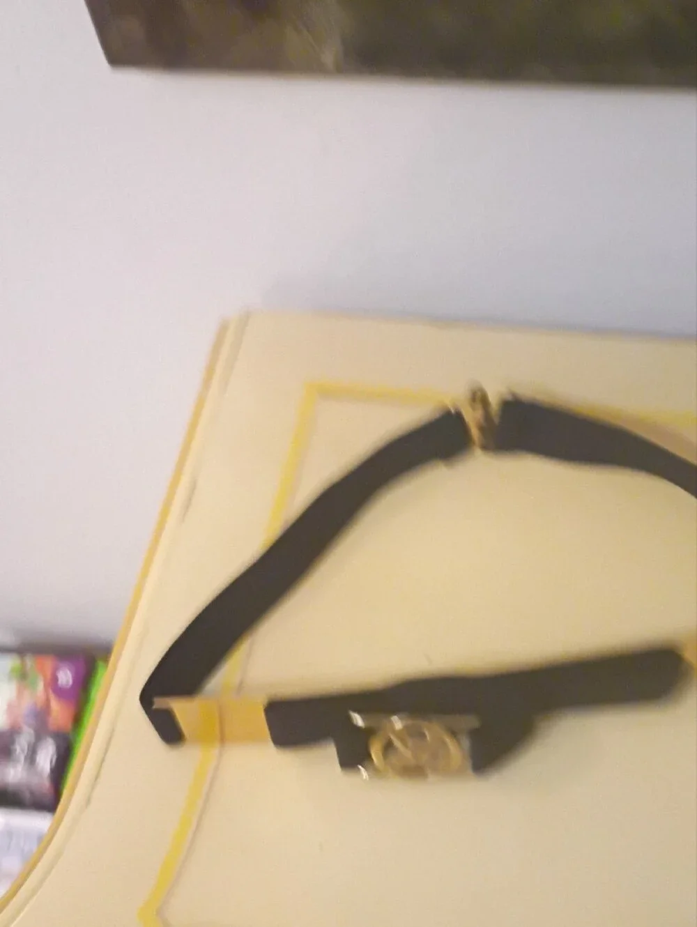 Designer-Inspired Black & Gold Waist Belt with Decorative Buckle